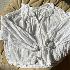 Doen White Blouse with Embroidered Details